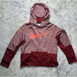 Nike Therma Boys Pullover Hoodie Maroon Red Size Large Kid Youth Heather Dri-Fit